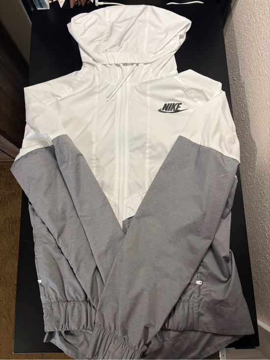 Nike Jackets & Blazers - Nike White and Gray Hooded Utility Jacket
